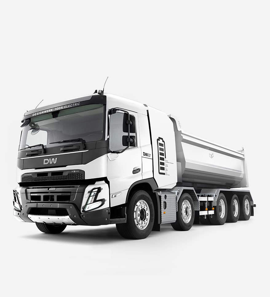 Designwerk Elektrolastwagen MID CAB X Tipper 10x4R für die Baulogistik