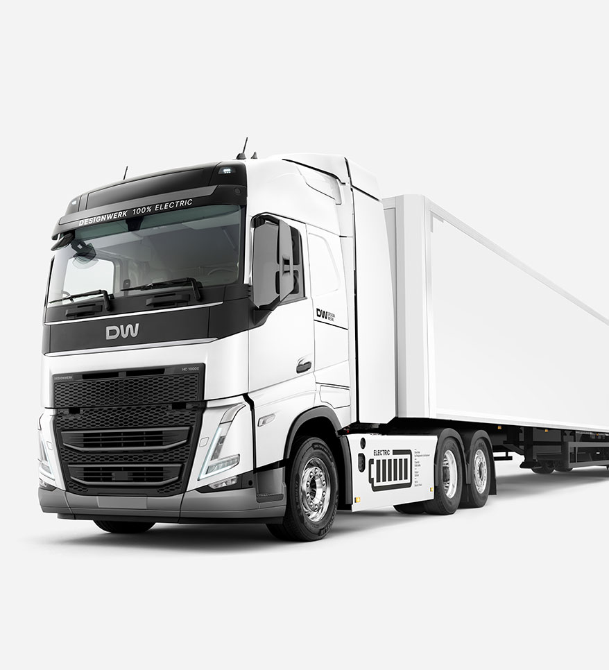 Designwerk Elektrolastwagen HIGH CAB Semi 6x2T für den Fernverkehrstransport