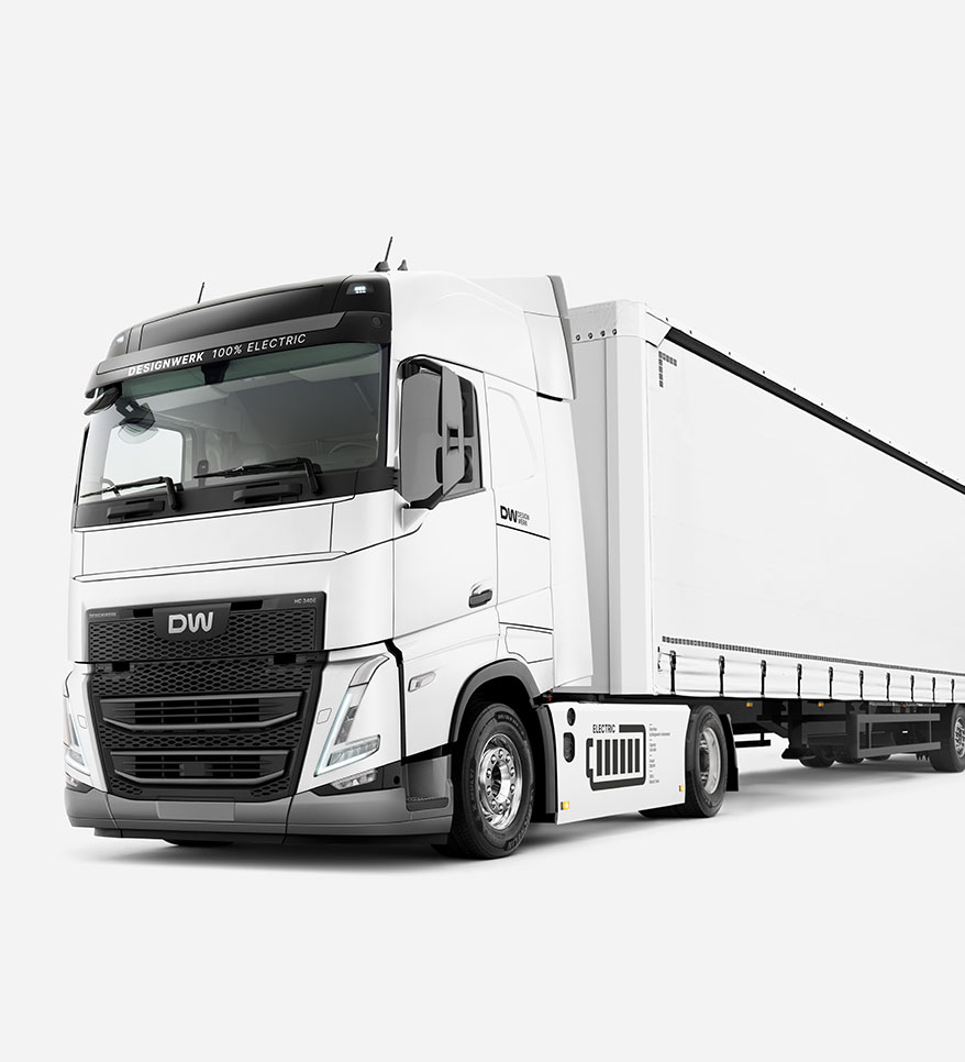 Designwerk Elektrolastwagen HIGH CAB Semi Lowliner 6x2T für die Verteillogistik
