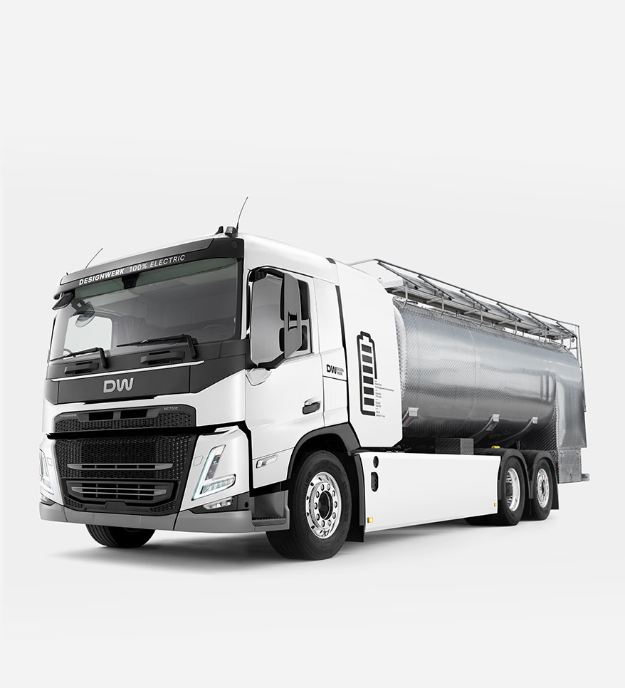 Designwerk Elektrolastwagen MID CAB Tanker 6x2R für die Verteillogistik